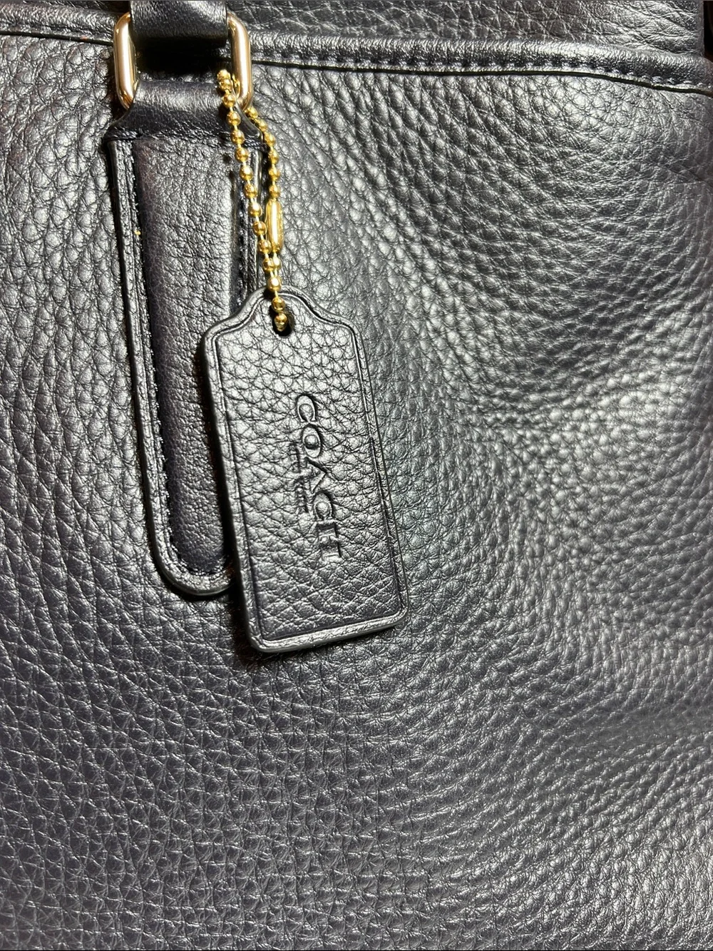 Coach Morgan satchel bag in midnight navy pebble grain leather